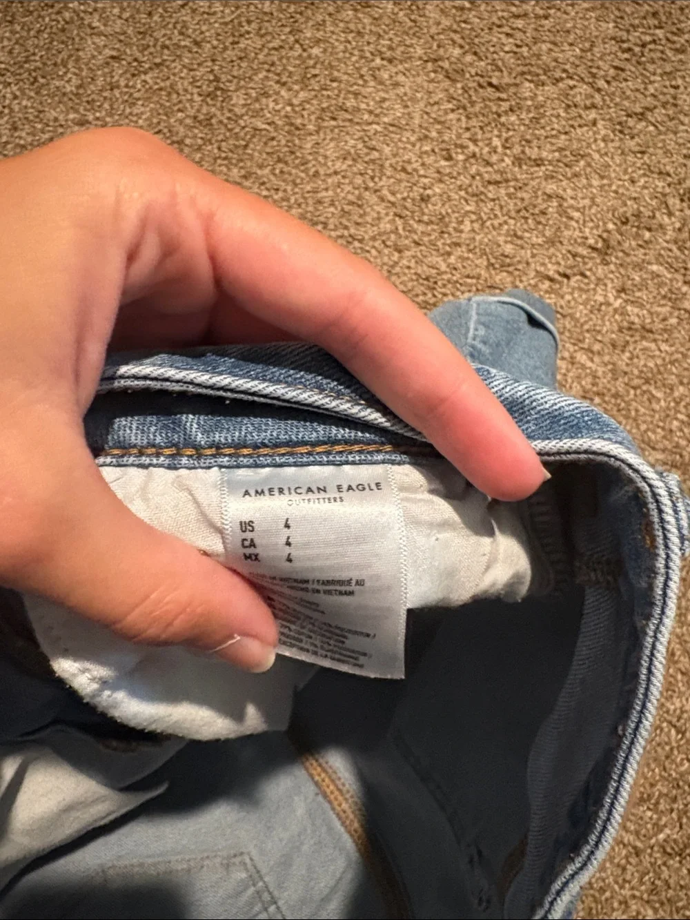 American Eagle Outfitters Light Wash High-Rise Denim Mom Shorts